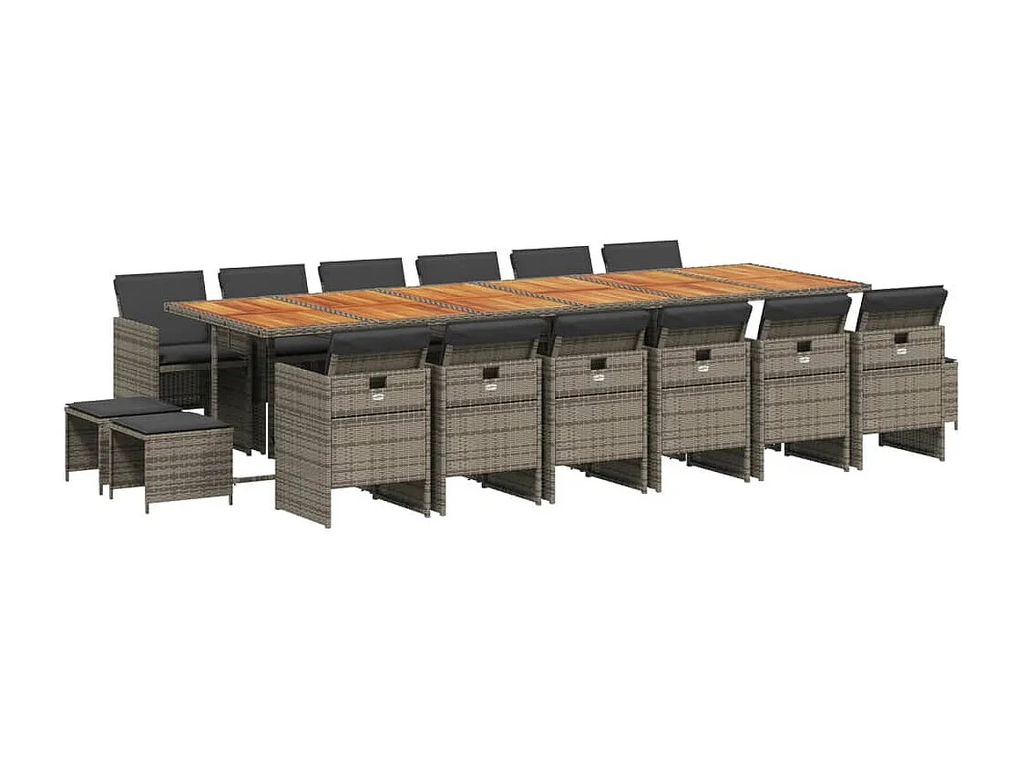 Bonno  17-delige Tuinset met kussens poly rattan grijs