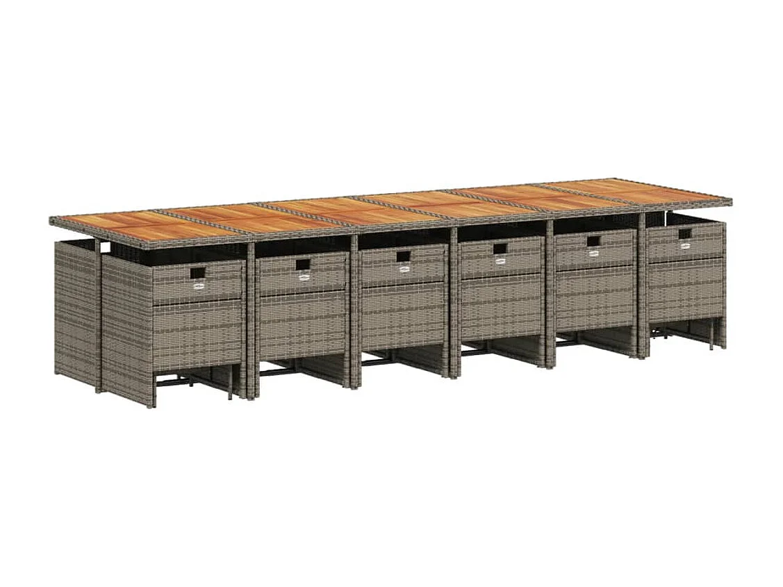 Bonno  17-delige Tuinset met kussens poly rattan grijs