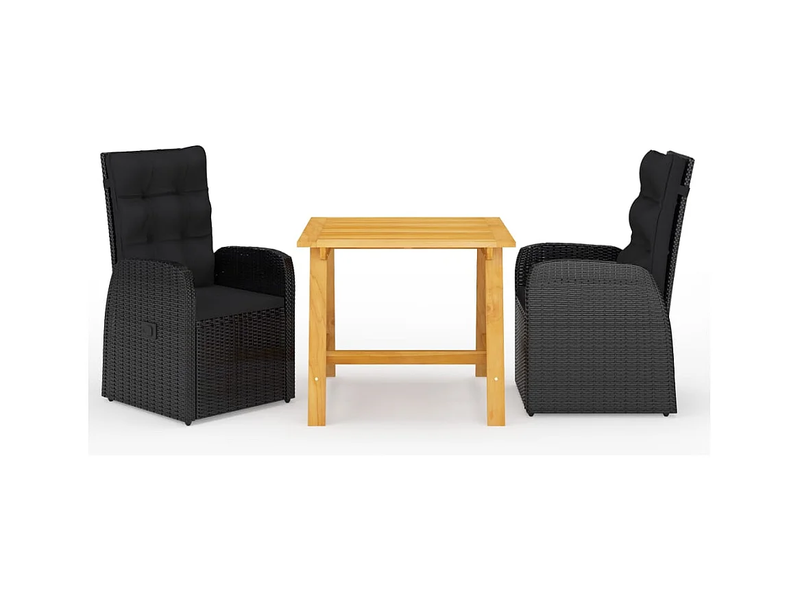 Vestbjerg  Ensemble à manger de jardin 3 pcs Noir