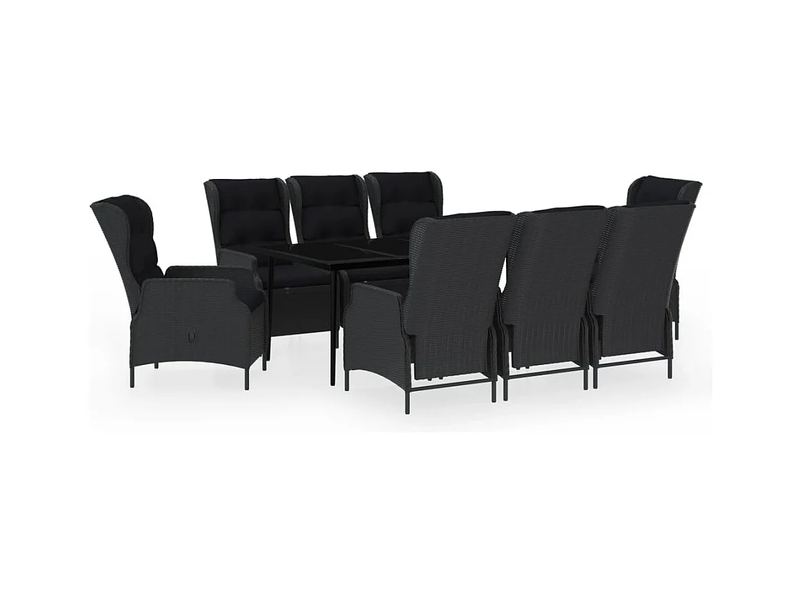 Mayra  Ensemble à manger de jardin 9 pcs Gris foncé