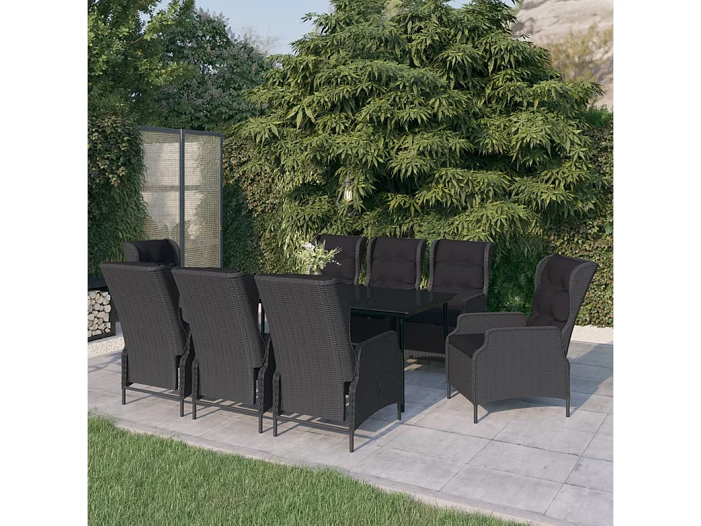 Mayra  Ensemble à manger de jardin 9 pcs Gris foncé