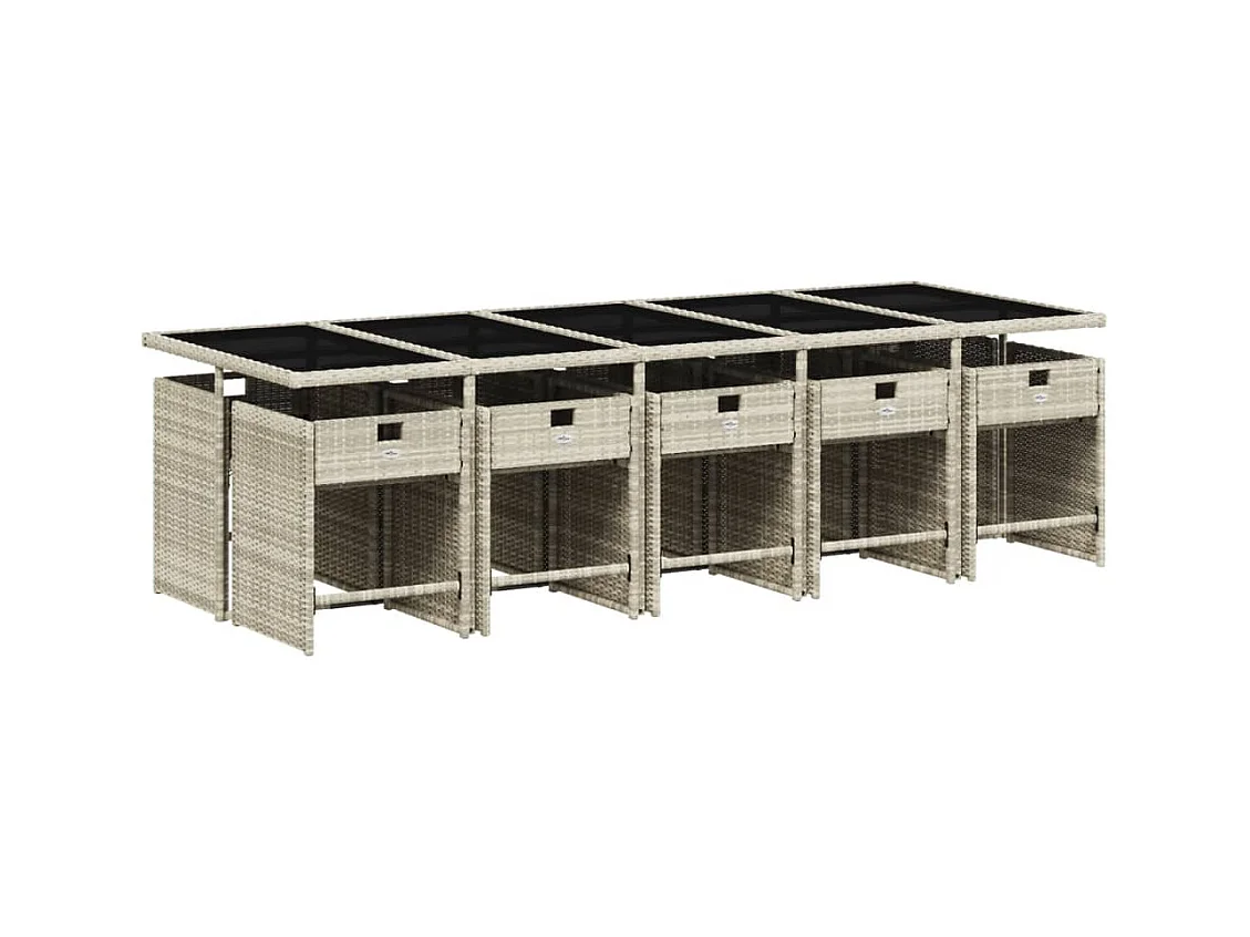 Heeswijk-Dinther  11-delige Tuinset met kussens poly rattan lichtgrijs