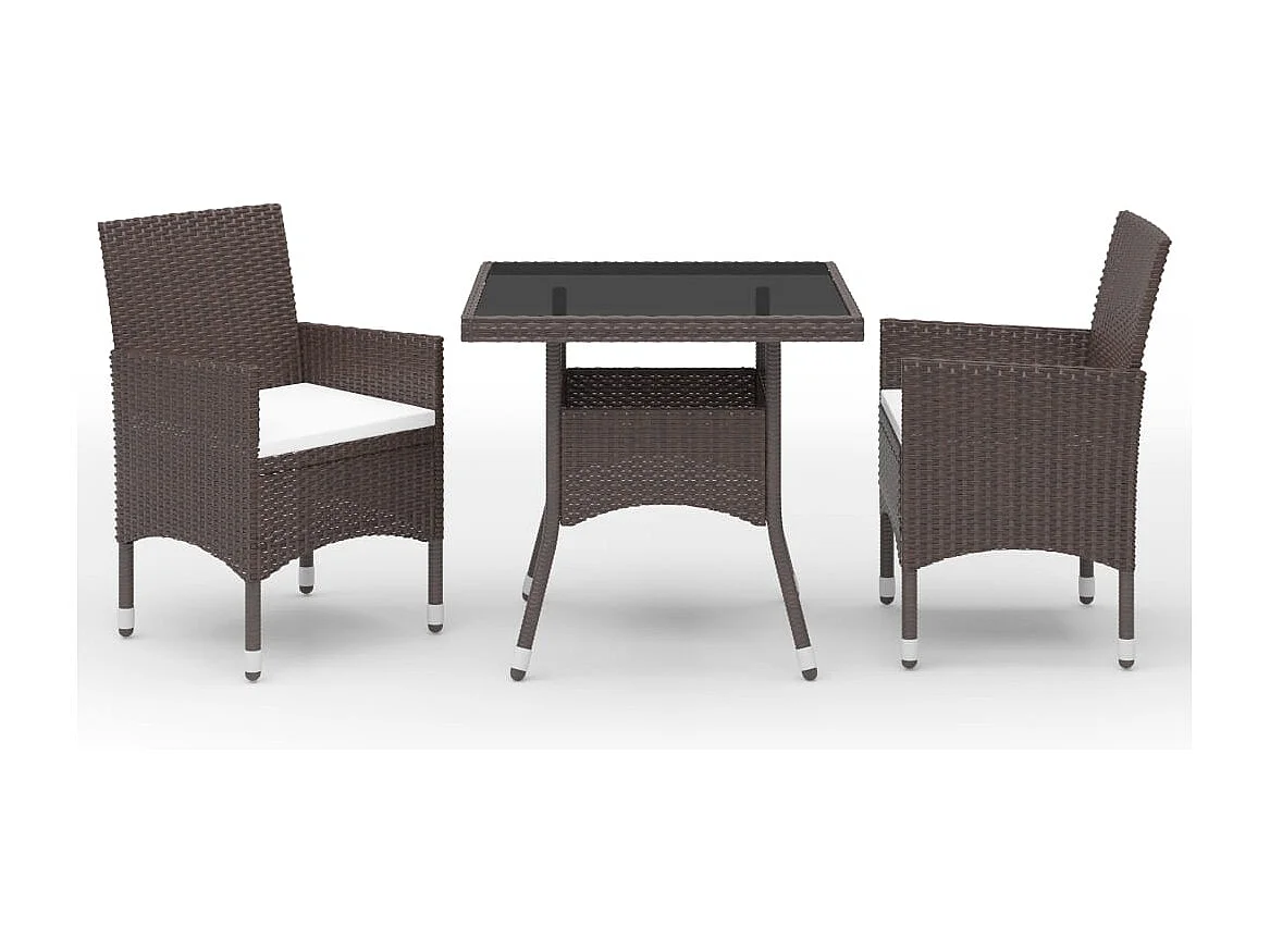 Deerlijk  3-delige Tuinset poly rattan en glas bruin