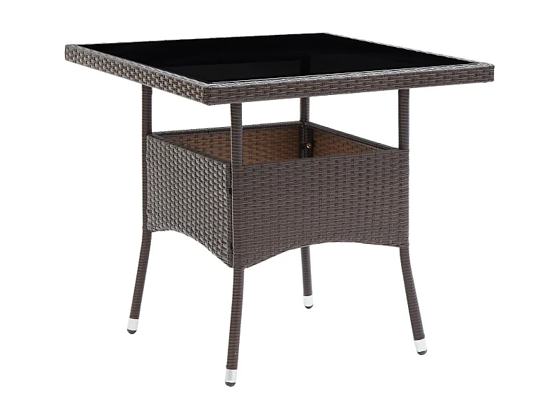 Deerlijk  Muebles de jardín 3 piezas ratán sintético y vidrio marrón