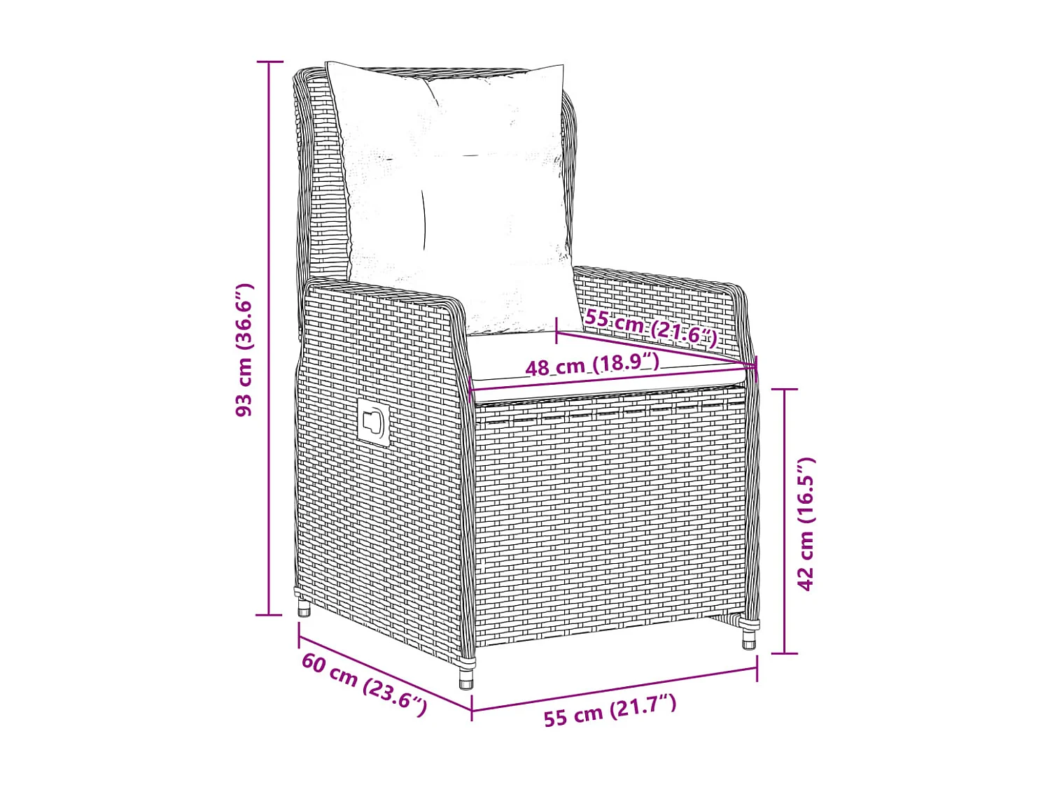 Zion  Set comedor jardín 9 pzas y cojines ratán sintético gris