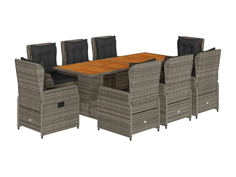 Zion  9-delige Tuinset met kussens poly rattan grijs