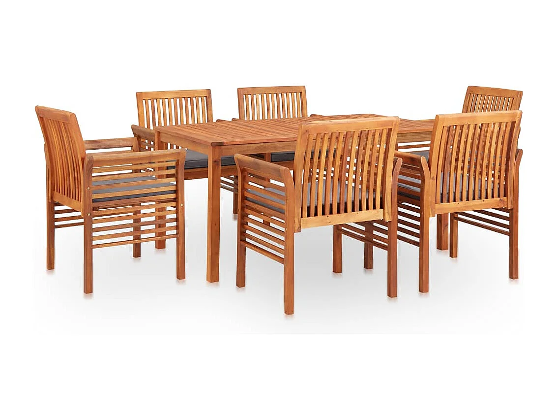 Bourges  Set comedor de jardín 7 pzas y cojines madera maciza de acacia