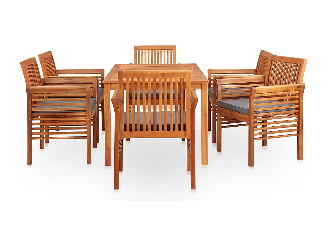 Bourges  Set comedor de jardín 7 pzas y cojines madera maciza de acacia