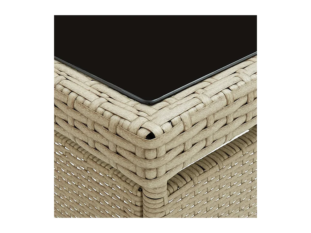 Deerlijk  Ensemble à manger de jardin 3 pcs Beige Résine tressée et verre