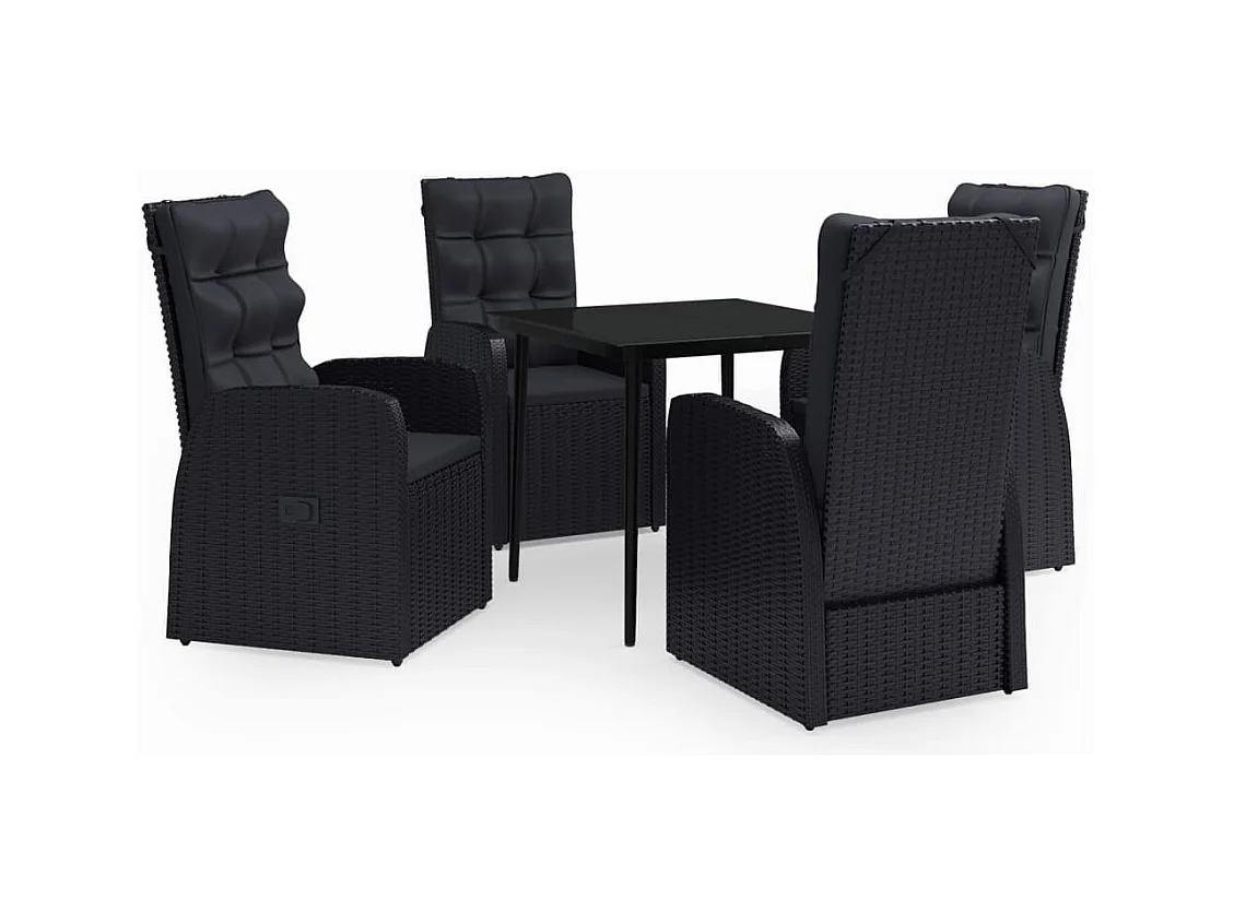 Mirella  Ensemble à manger de jardin avec coussins 5 pcs Noir