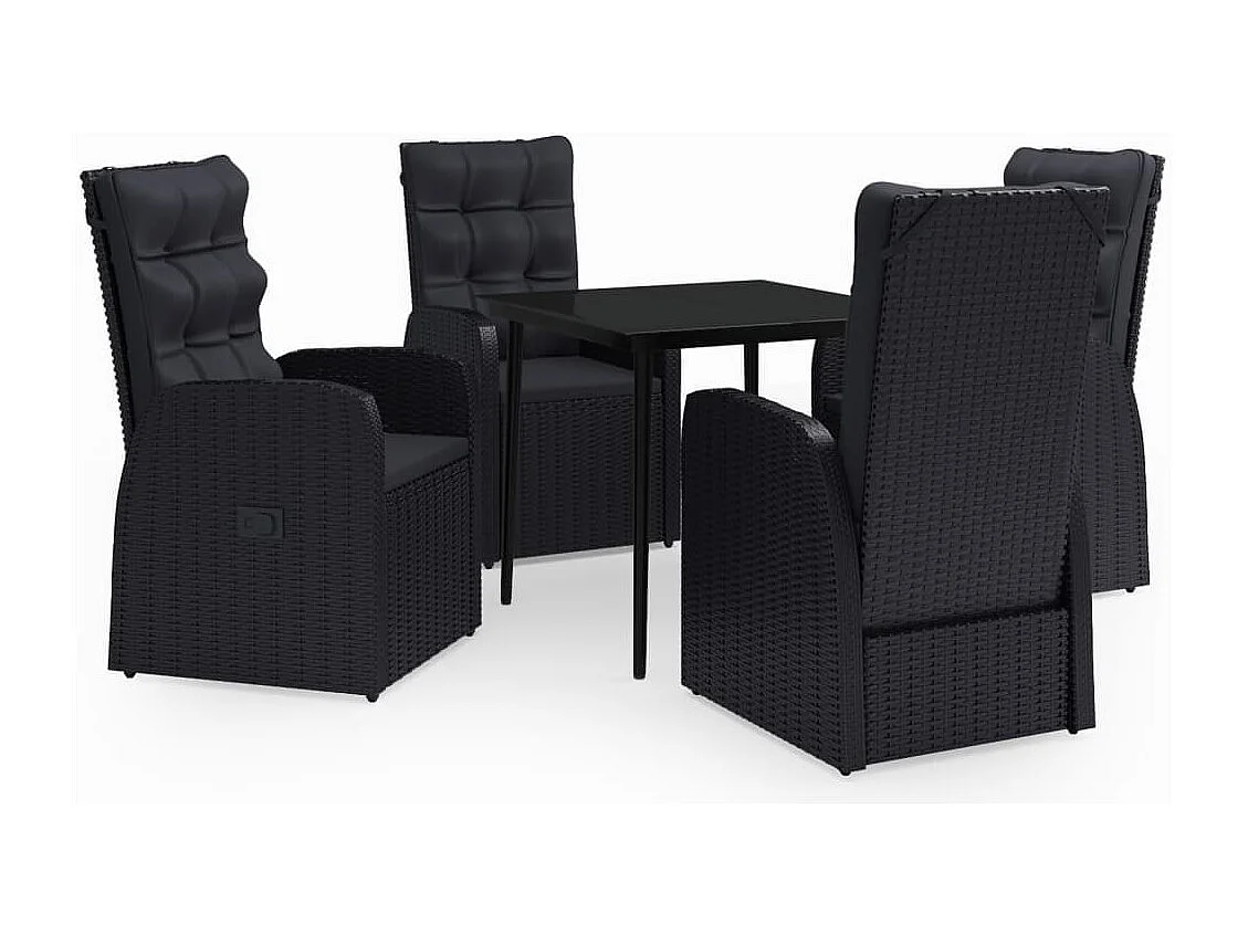 Mirella  5-delige Tuinset met kussens zwart