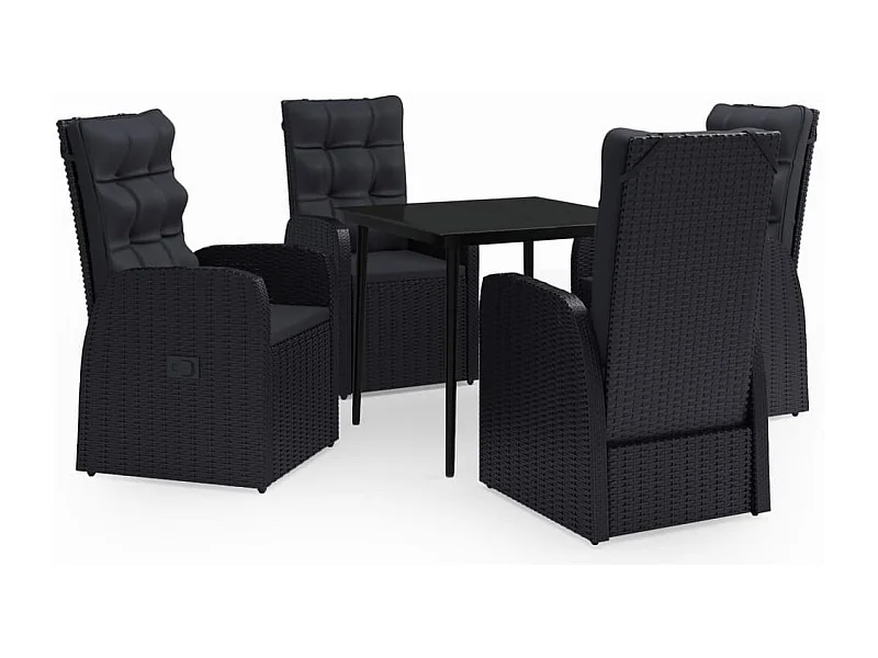 Mirella  5-delige Tuinset met kussens zwart