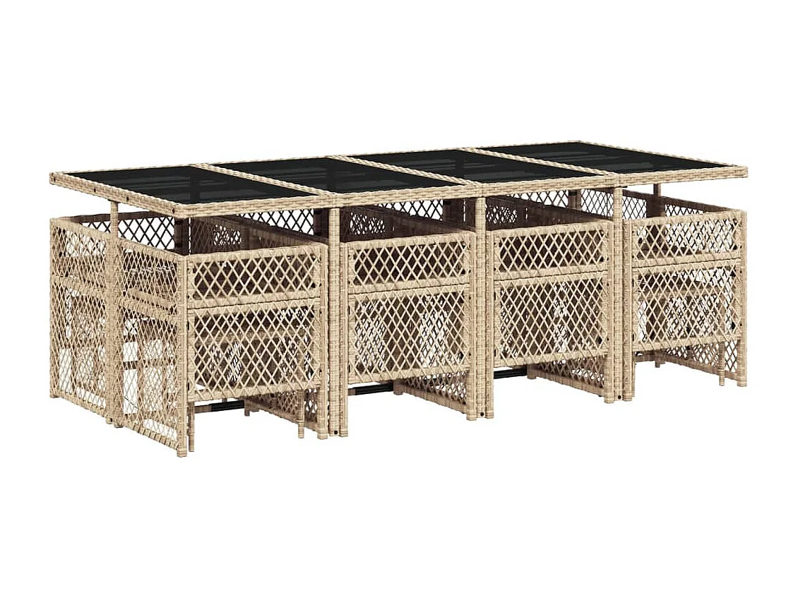 Lubbeek  13-delige Tuinset met kussens poly rattan beige