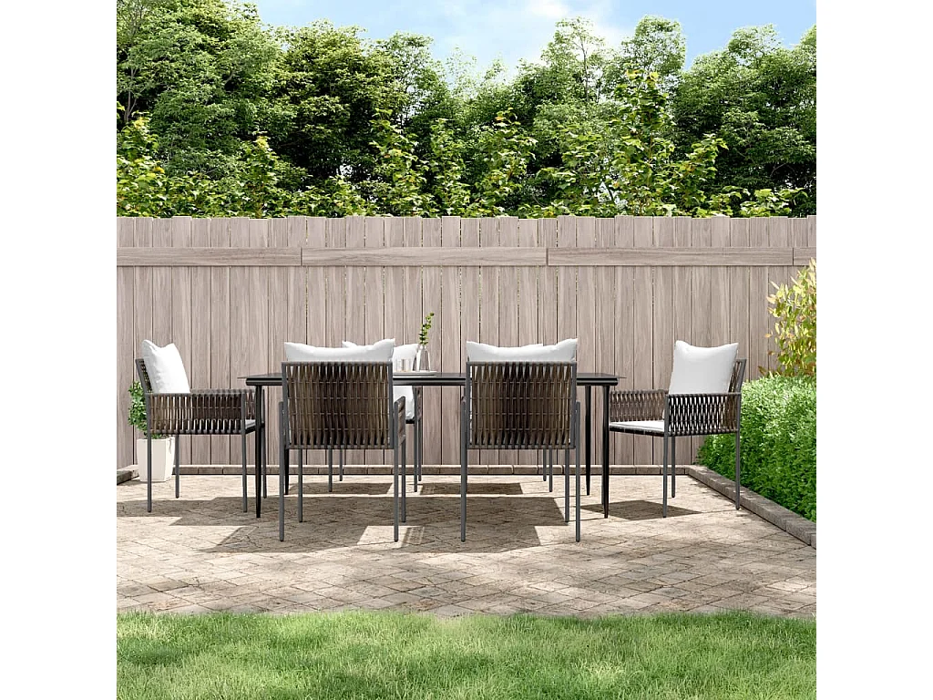 Mørkøv  7-delige Tuinset met kussens poly rattan en staal