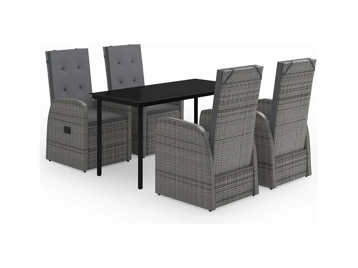 Batur  Ensemble à manger de jardin avec coussins 5 pcs Gris