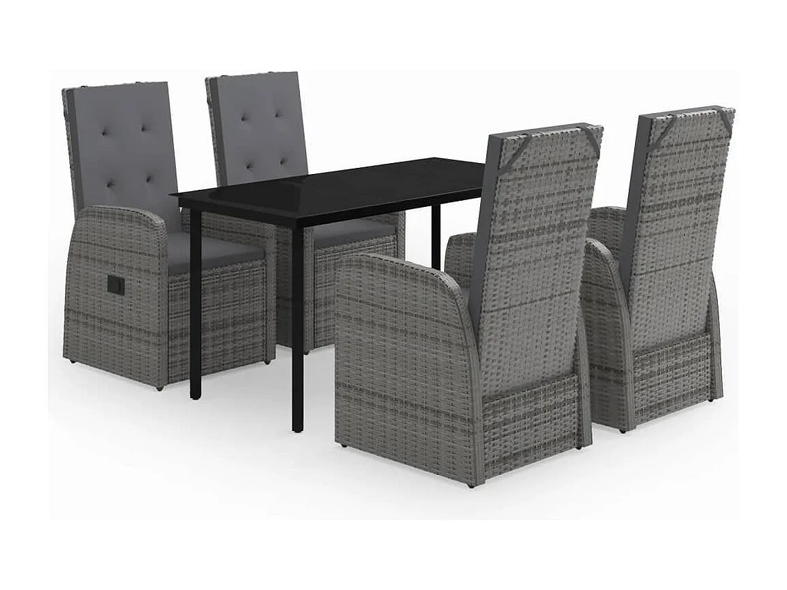 Batur  Juego de comedor de jardín 5 piezas con cojines gris