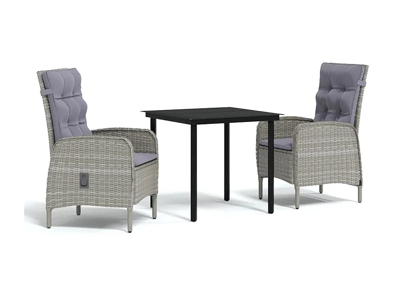 Eliseo  Ensemble à manger de jardin et coussins 3 pcs Gris et noir