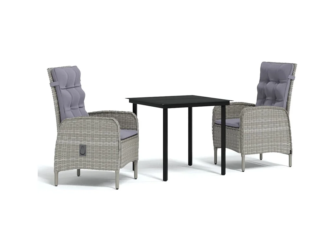 Eliseo  Ensemble à manger de jardin et coussins 3 pcs Gris et noir