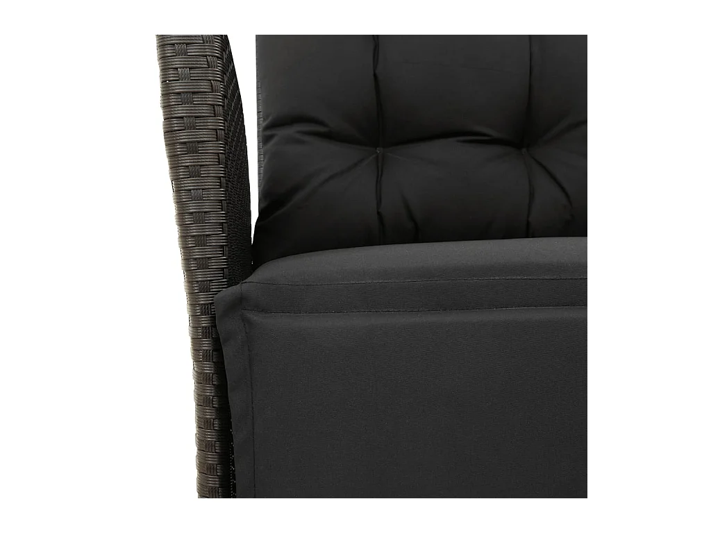 Waupun  Ensemble à manger de jardin coussins 5pcs Noir Résine tressée