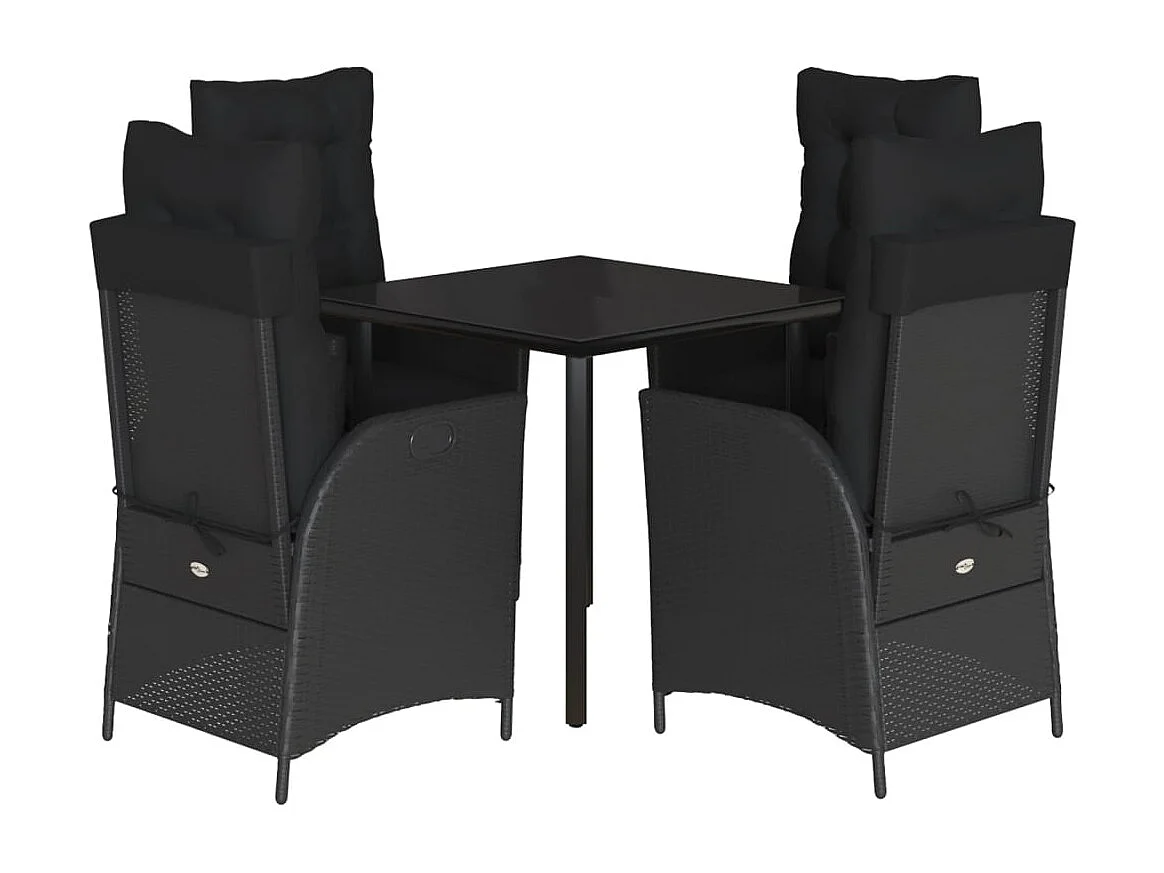 Waupun  5-delige Tuinset met kussens poly rattan zwart