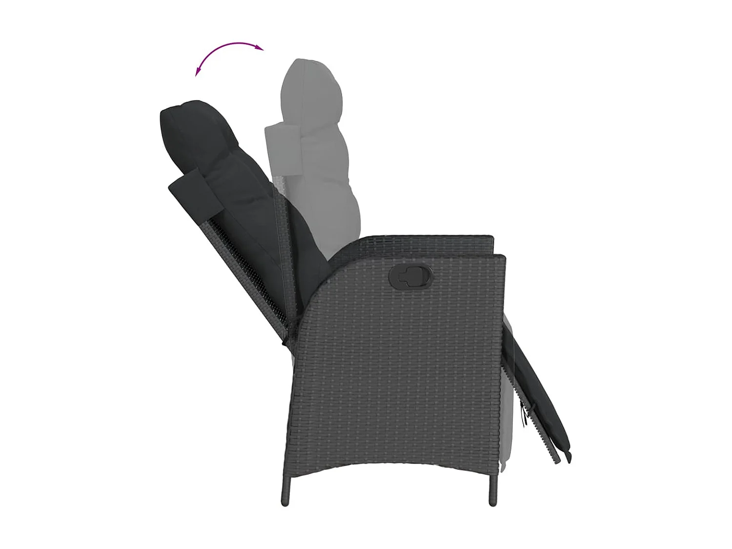 Waupun  5-delige Tuinset met kussens poly rattan zwart