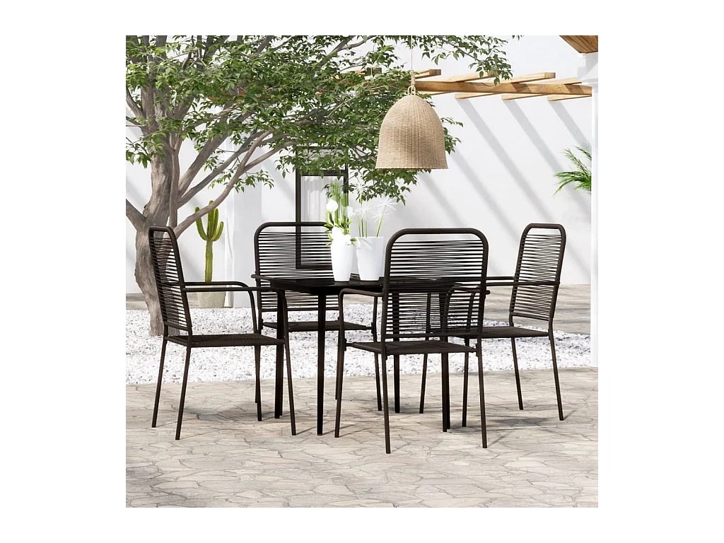 Georgia Ann  Ensemble à manger de jardin 5 pcs Noir