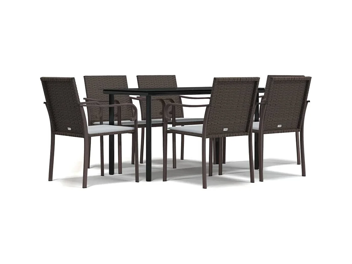 Leonie  7-delige Tuinset met kussens poly rattan en staal