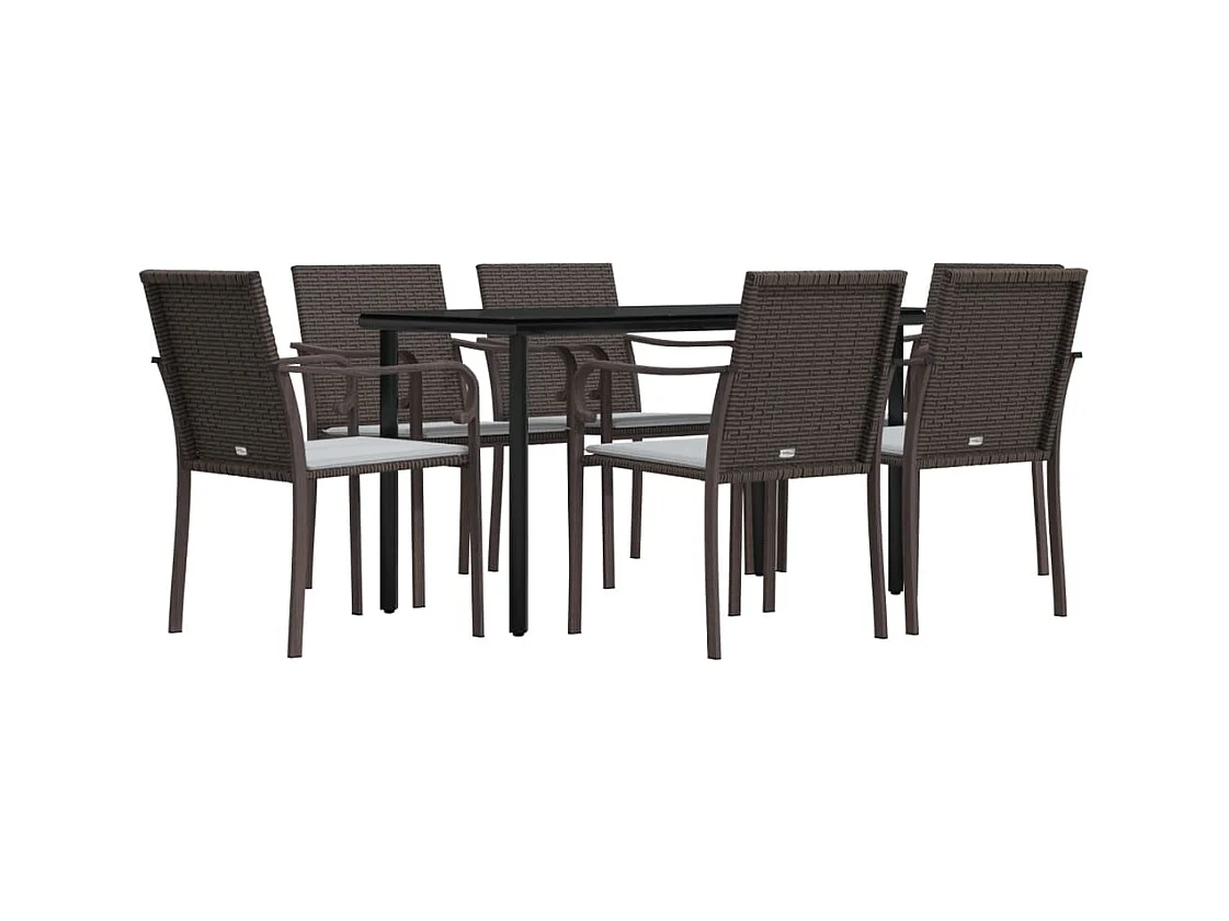 Leonie  7-delige Tuinset met kussens poly rattan en staal