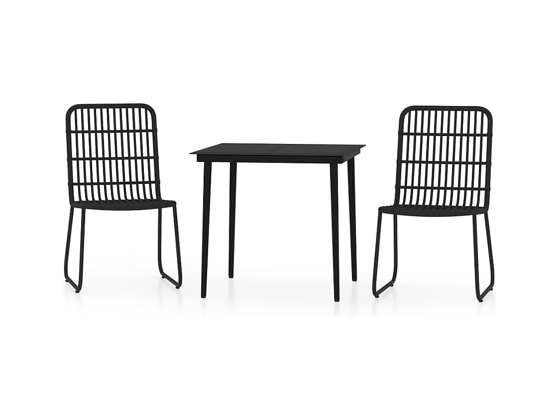 María Patricia  Ensemble à manger de jardin 3 pcs Noir