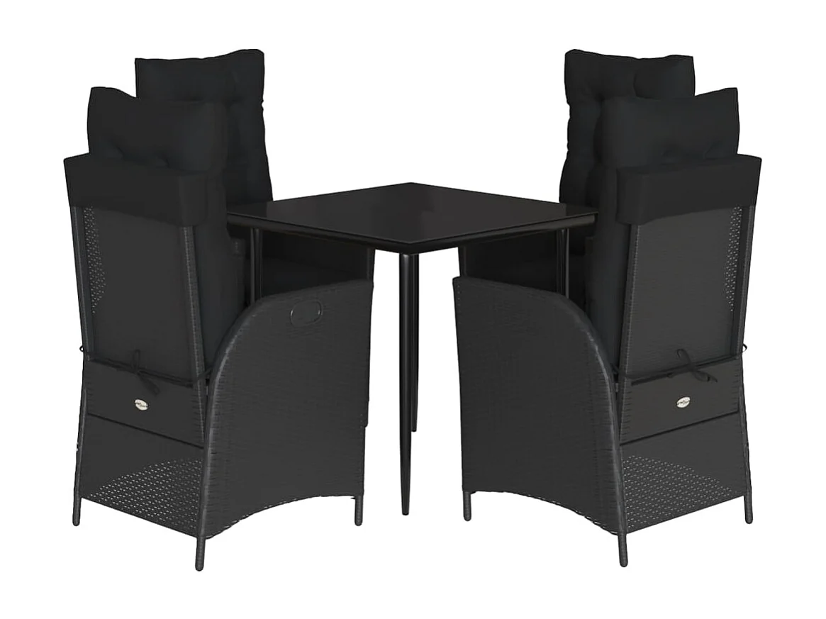 Waupun  5-delige Tuinset met kussens poly rattan zwart