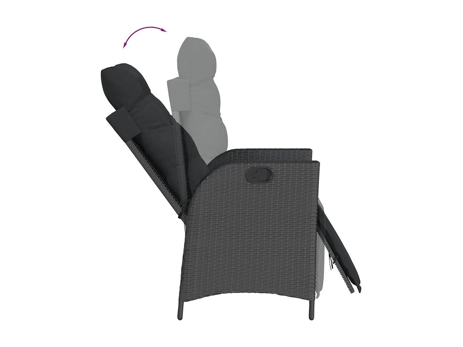 Waupun  5-delige Tuinset met kussens poly rattan zwart