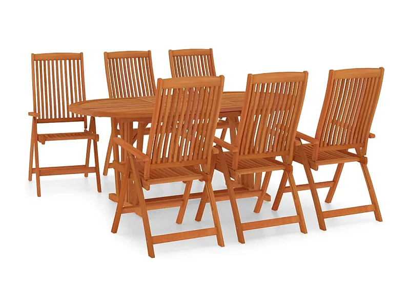 Tjalja  Ensemble à manger de jardin 7 pcs Bois d'eucalyptus massif