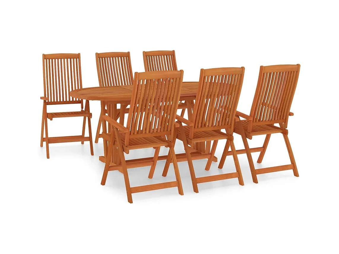 Tjalja  Ensemble à manger de jardin 7 pcs Bois d'eucalyptus massif