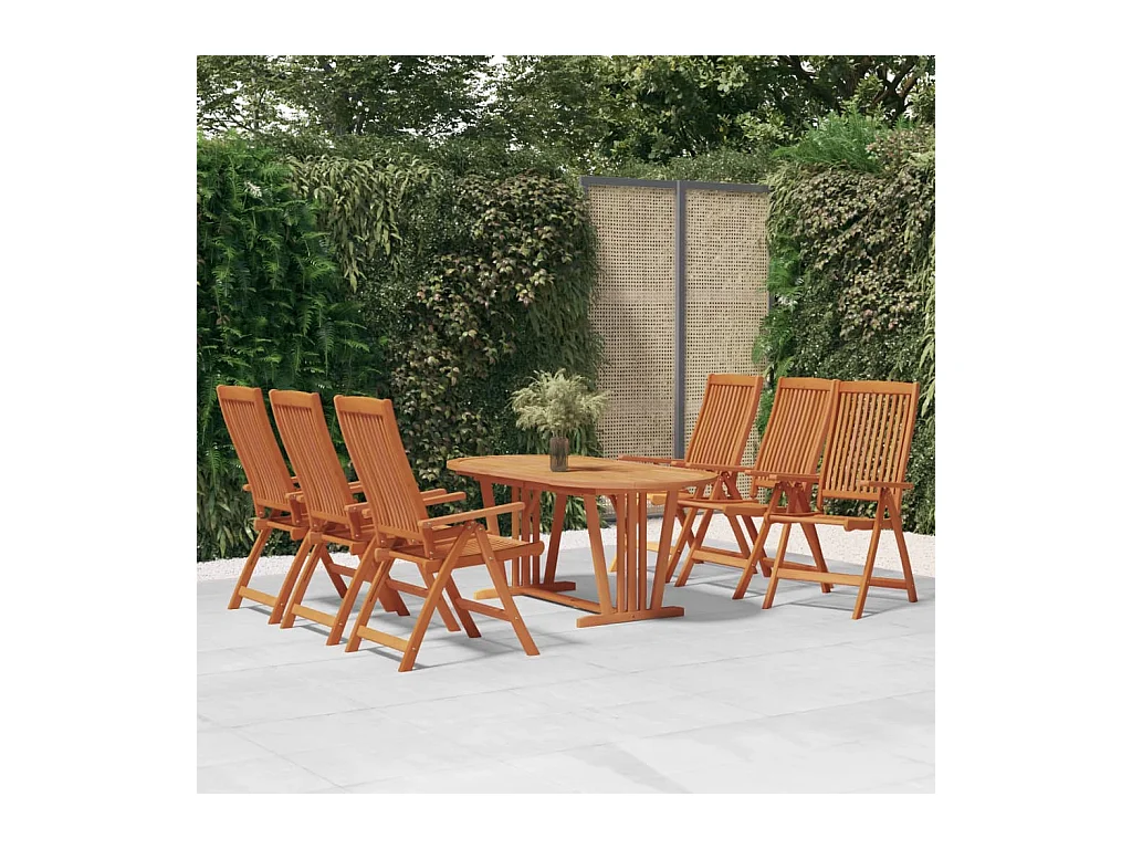 Tjalja  Ensemble à manger de jardin 7 pcs Bois d'eucalyptus massif