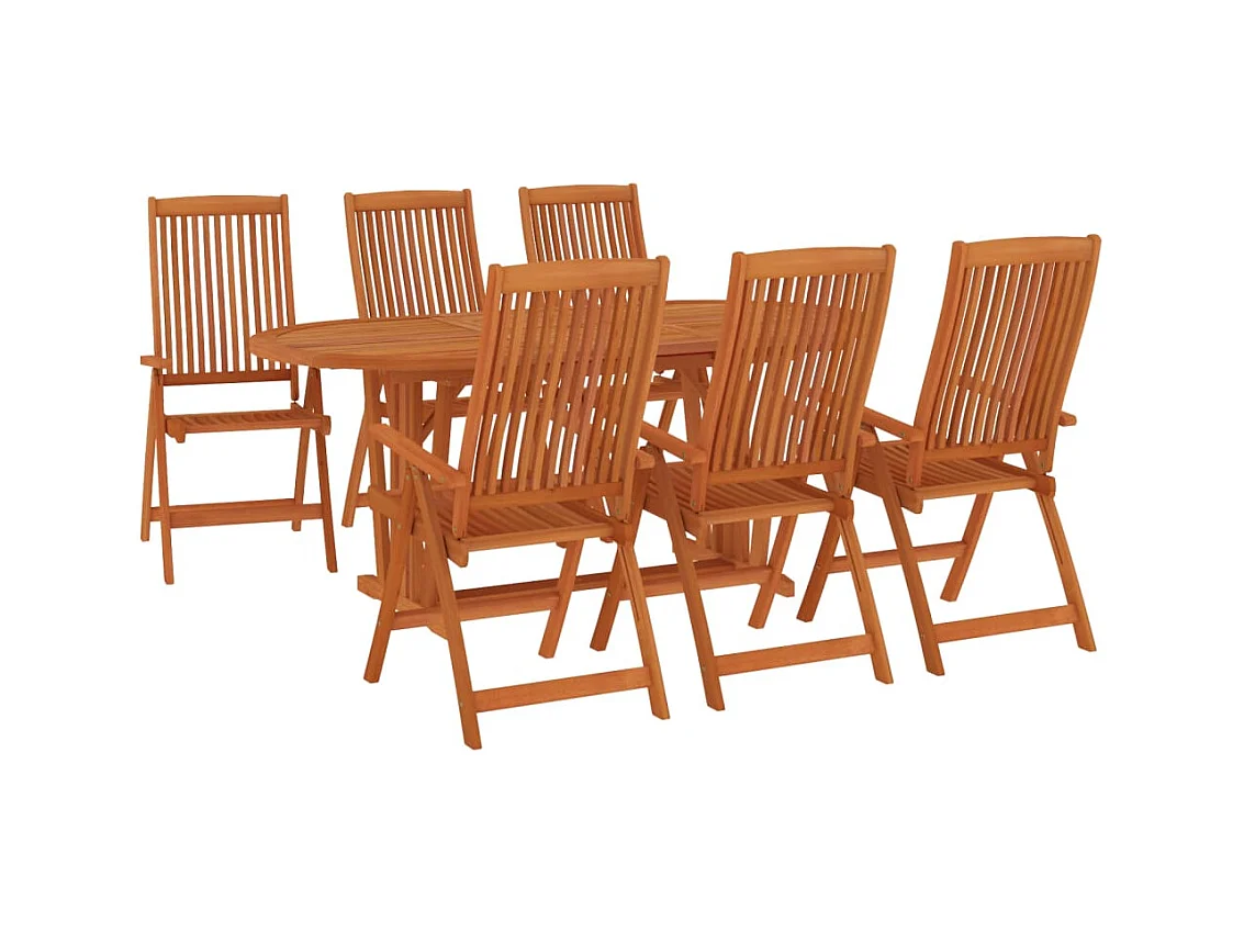 Tjalja  Ensemble à manger de jardin 7 pcs Bois d'eucalyptus massif