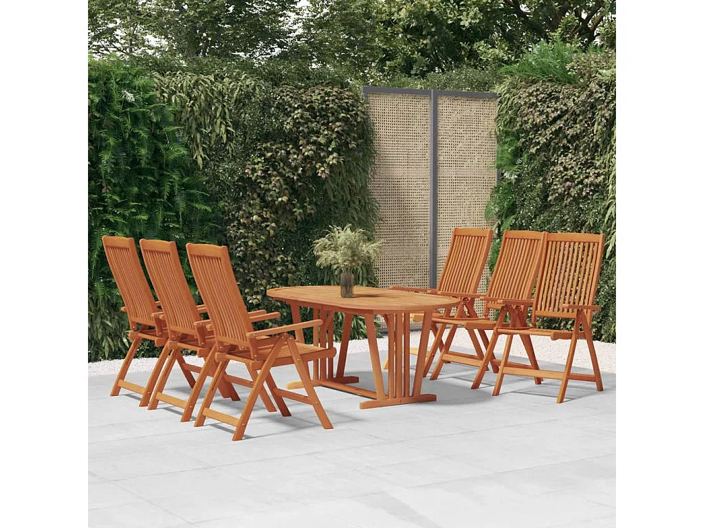 Tjalja  Juego de comedor para jardín 7 pzas madera maciza de eucalipto