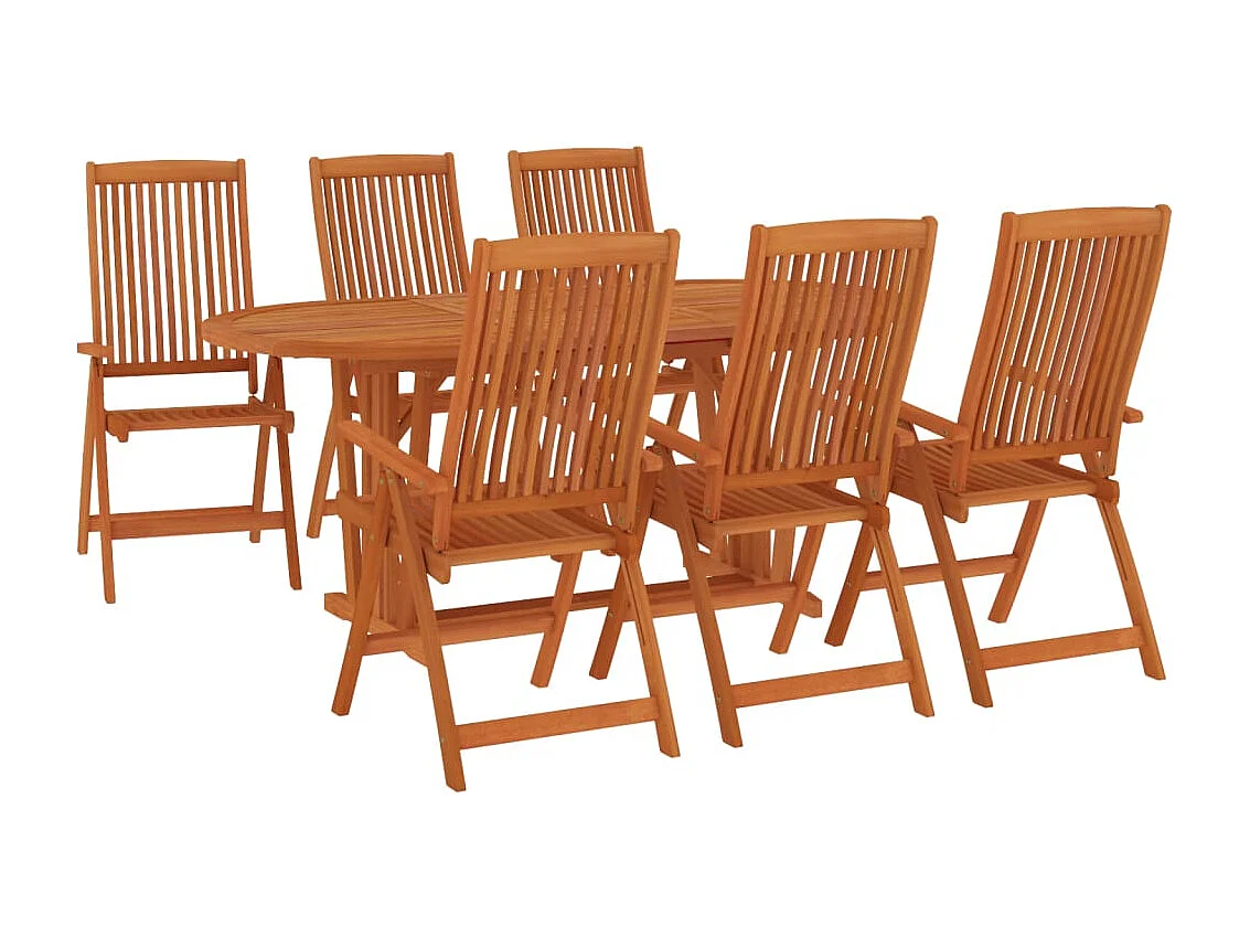 Tjalja  Juego de comedor para jardín 7 pzas madera maciza de eucalipto