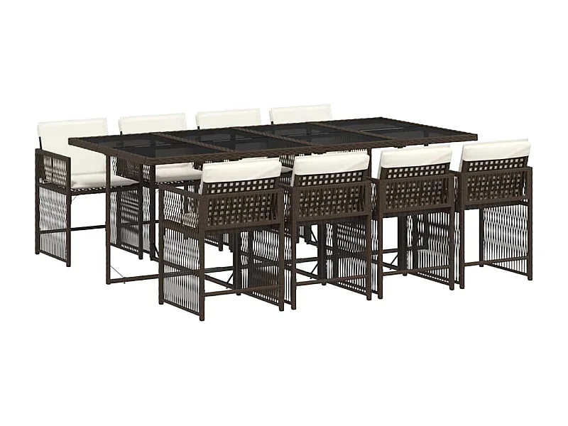 Jeffersontown  9-delige Tuinset met kussens poly rattan bruin