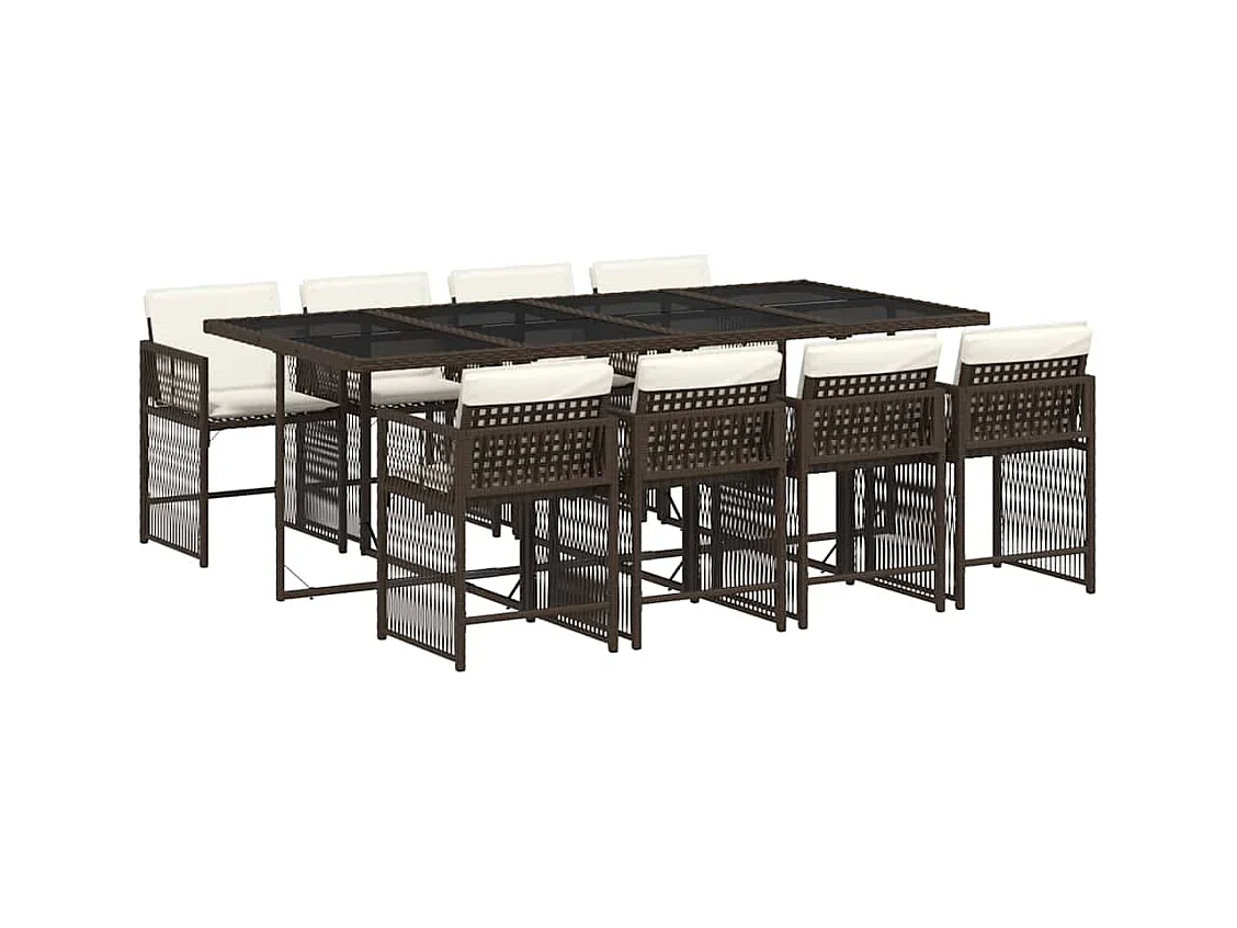 Jeffersontown  9-delige Tuinset met kussens poly rattan bruin