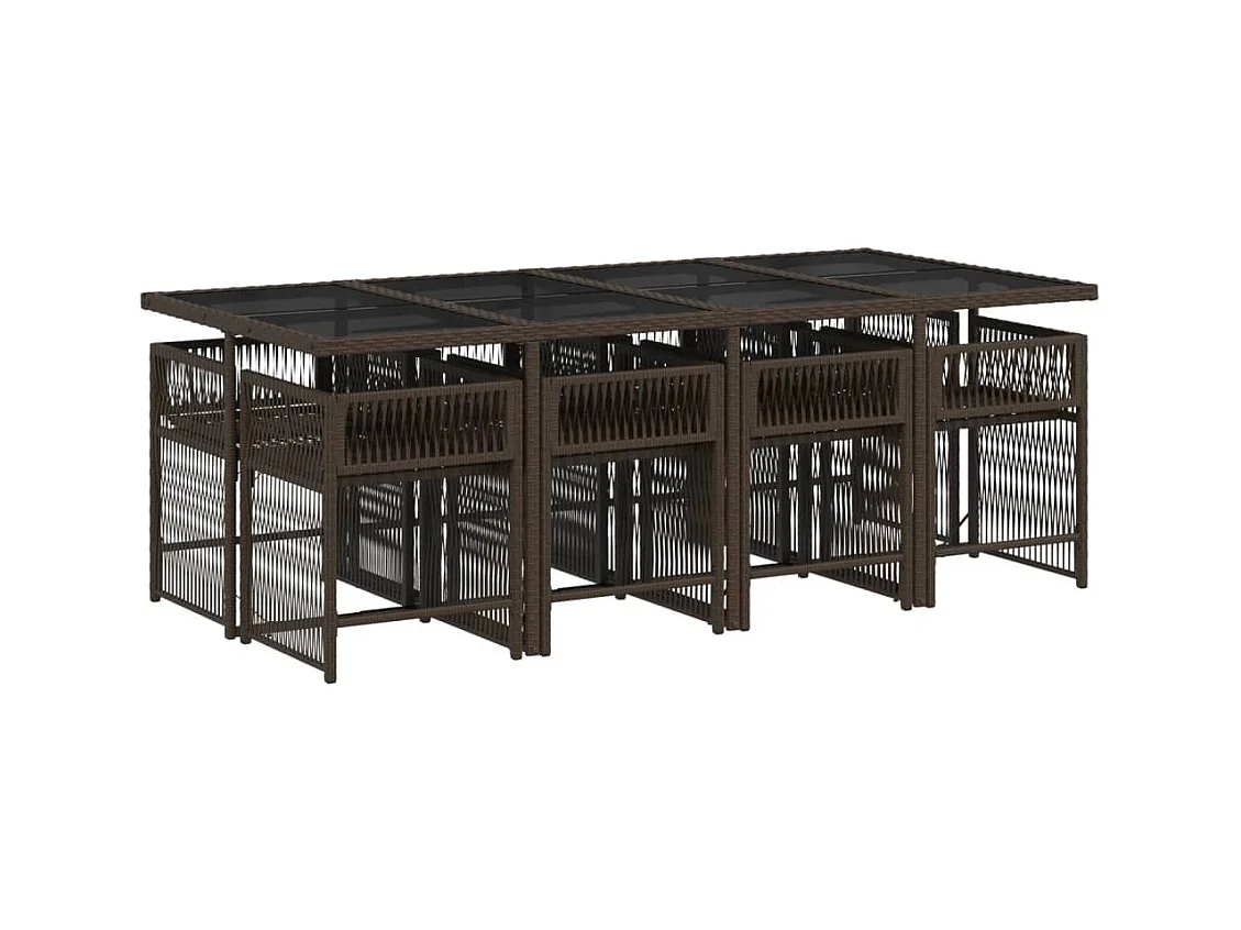 Jeffersontown  9-delige Tuinset met kussens poly rattan bruin