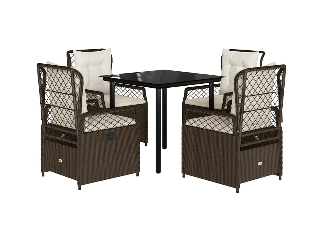 Garden Furniture -  5-delige Tuinset met kussens poly rattan bruin