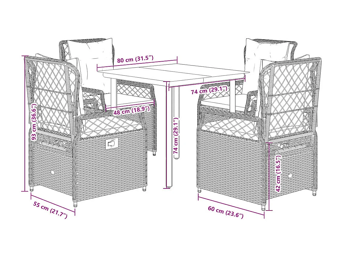 Garden Furniture -  5-delige Tuinset met kussens poly rattan bruin