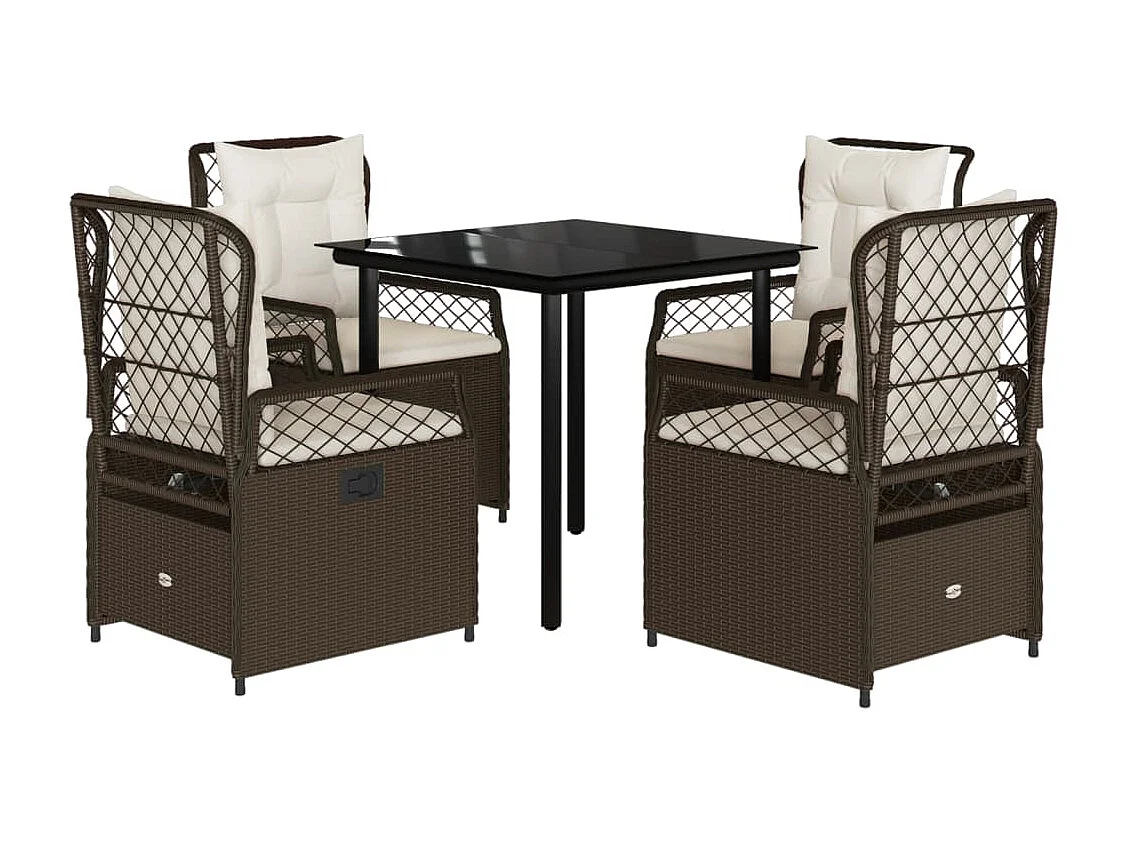 Garden Furniture -  5-delige Tuinset met kussens poly rattan bruin