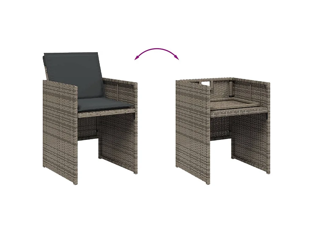 Ljungby  Ensemble à manger de jardin coussins 13 pcs gris résine tressée