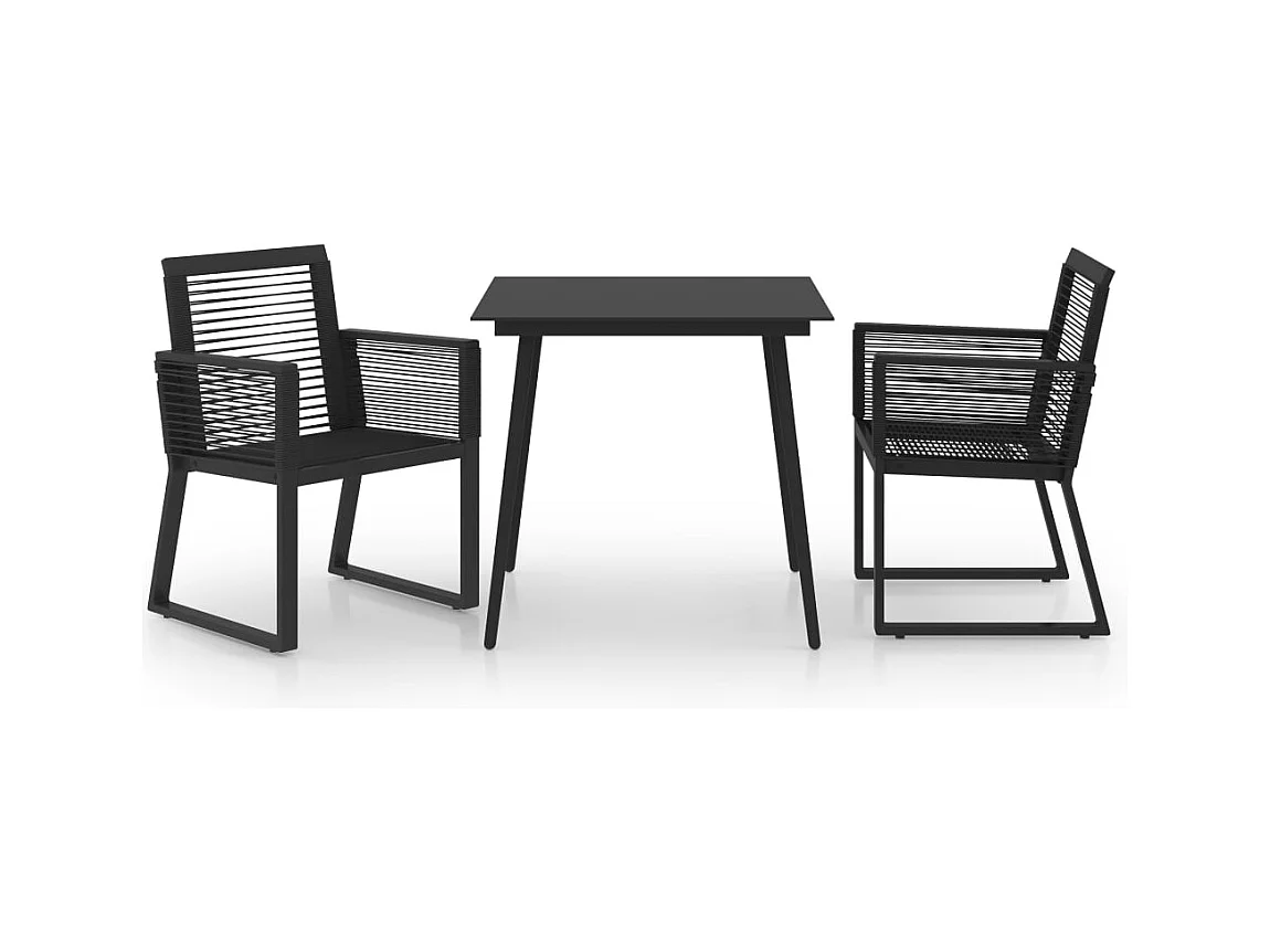 Ralvir  3-delige Tuinset PVC-rattan zwart