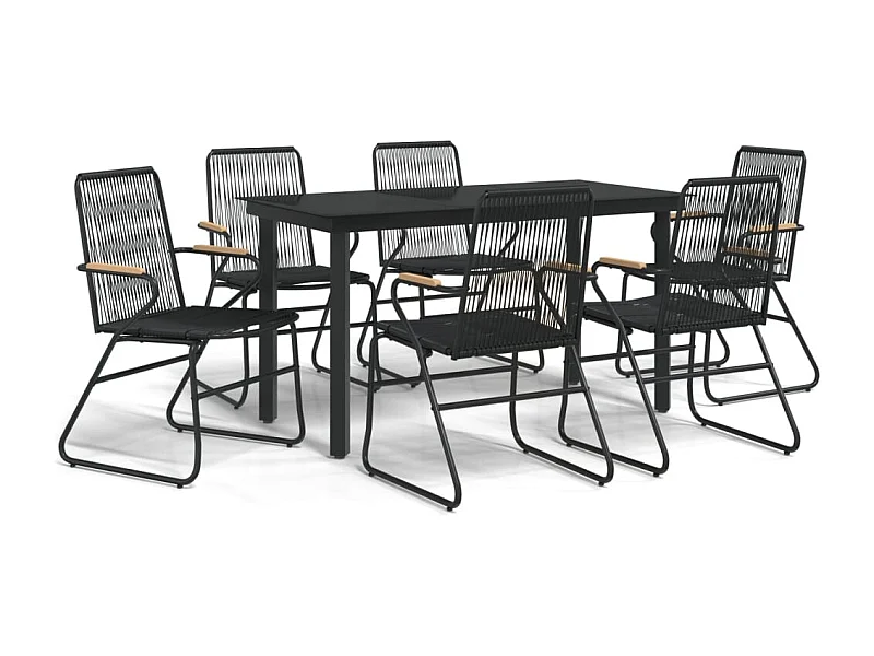 Claudine  7-delige Tuinset PVC-rattan zwart