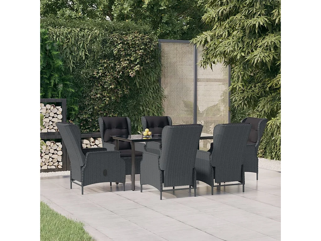 Santa Rosa  Ensemble à manger de jardin 7 pcs Gris foncé Résine tressée