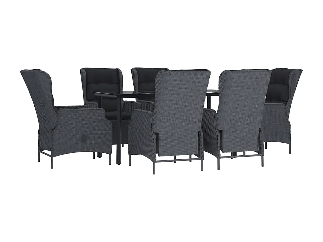 Santa Rosa  Ensemble à manger de jardin 7 pcs Gris foncé Résine tressée