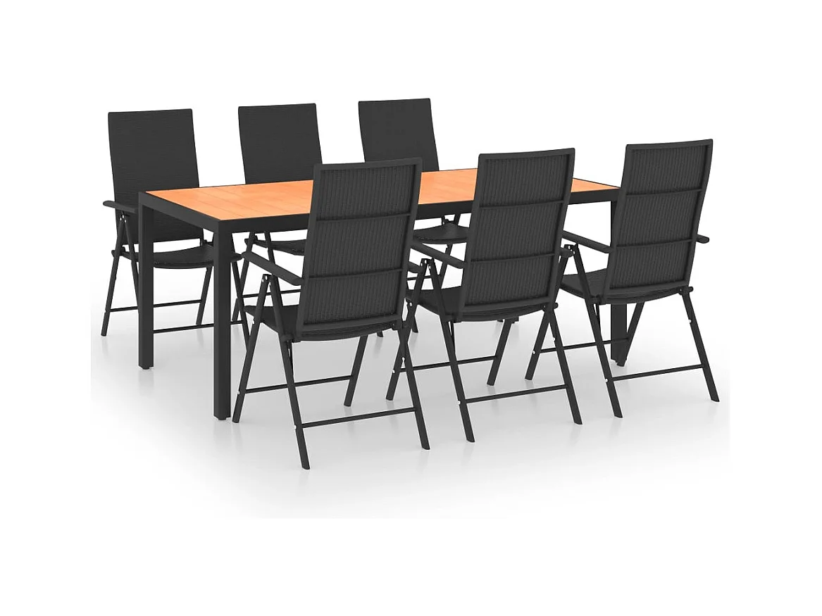 Garden Furniture -  7-delige Tuinset zwart en bruin