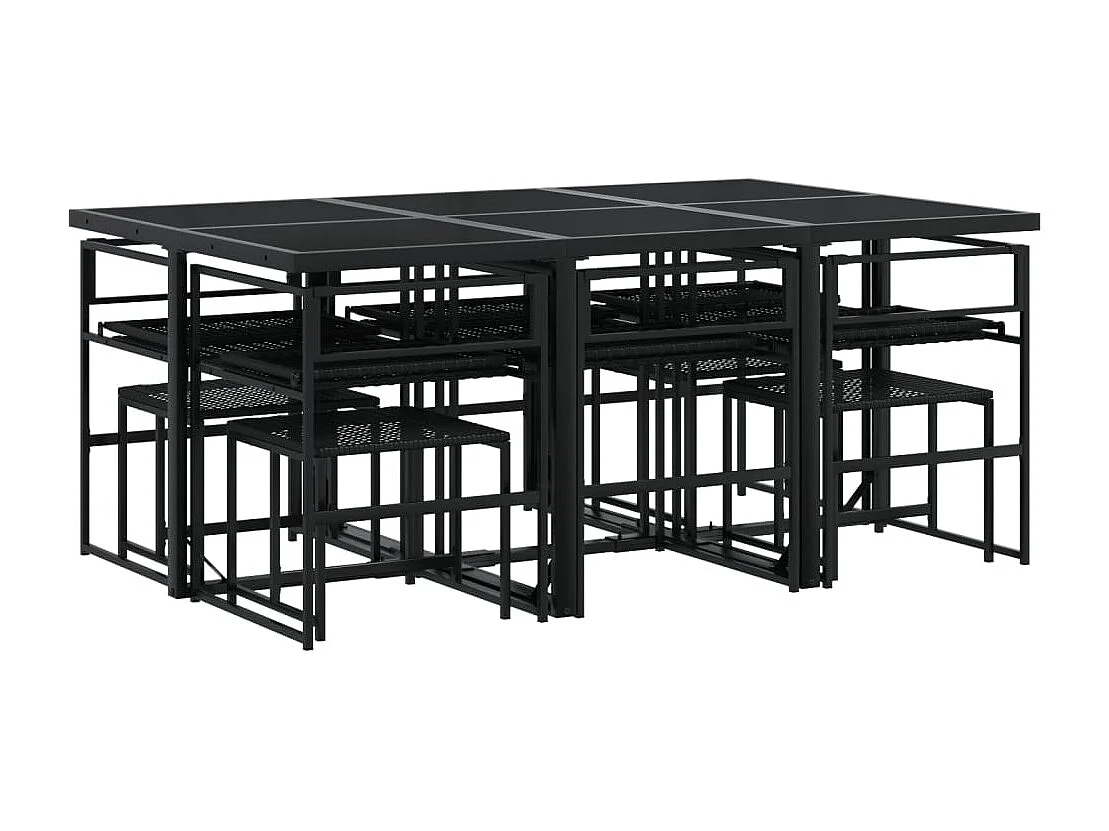 Quintus  Ensemble à manger de jardin 11 pcs coussins noir résine tressée